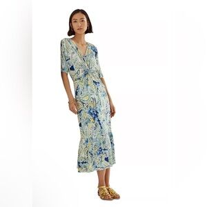 Ralph Lauren Blue and White Paisley Maxi Dress Size medium